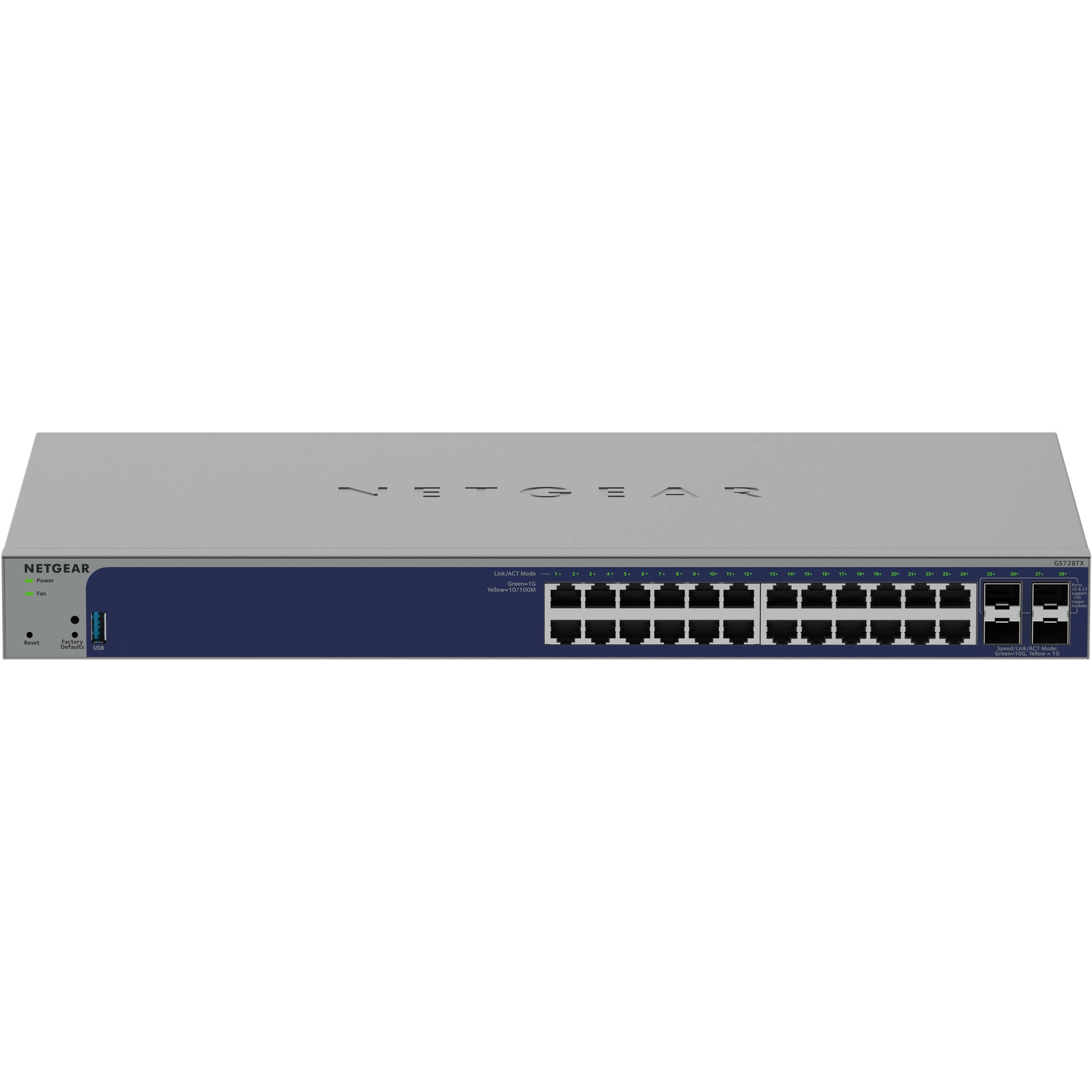 Netgear GS728TX-300NAS 24-port Gigabit smart switch with 10G SFP+ uplinks — view 2