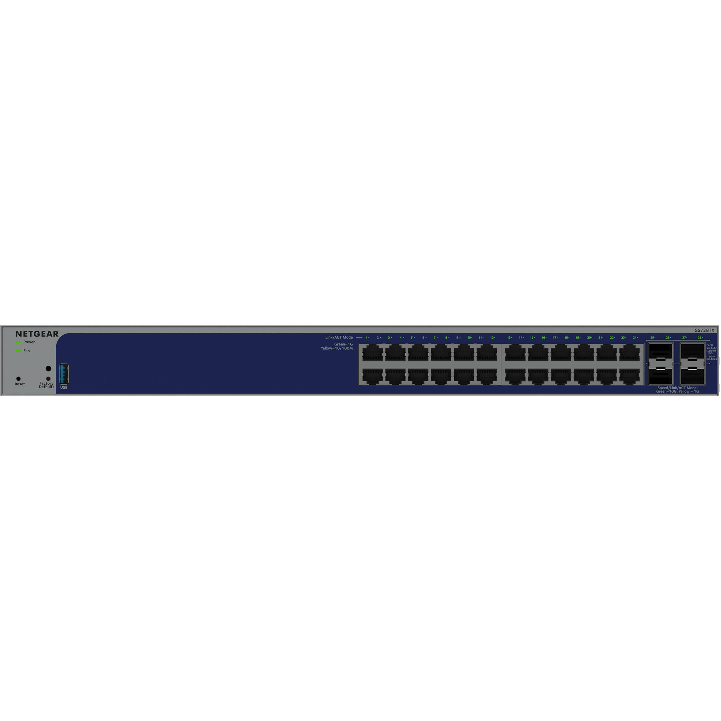 Netgear GS728TX-300NAS 24-port Gigabit smart switch with 10G SFP+ uplinks — view 3