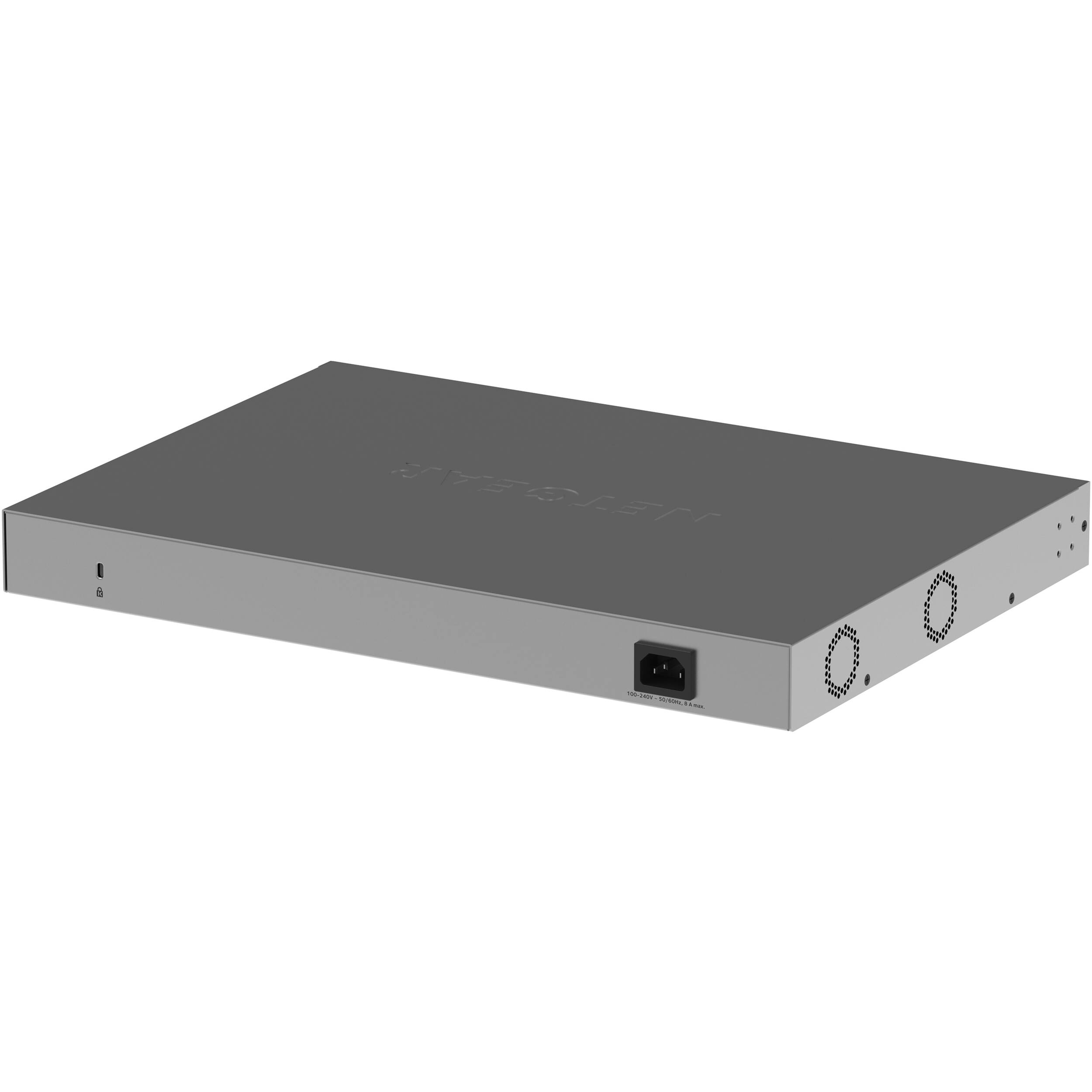 Netgear 48-port Gigabit Ethernet unmanaged PoE+ Essentials switch with 24 PoE+ ports and 380W power budget — view 8