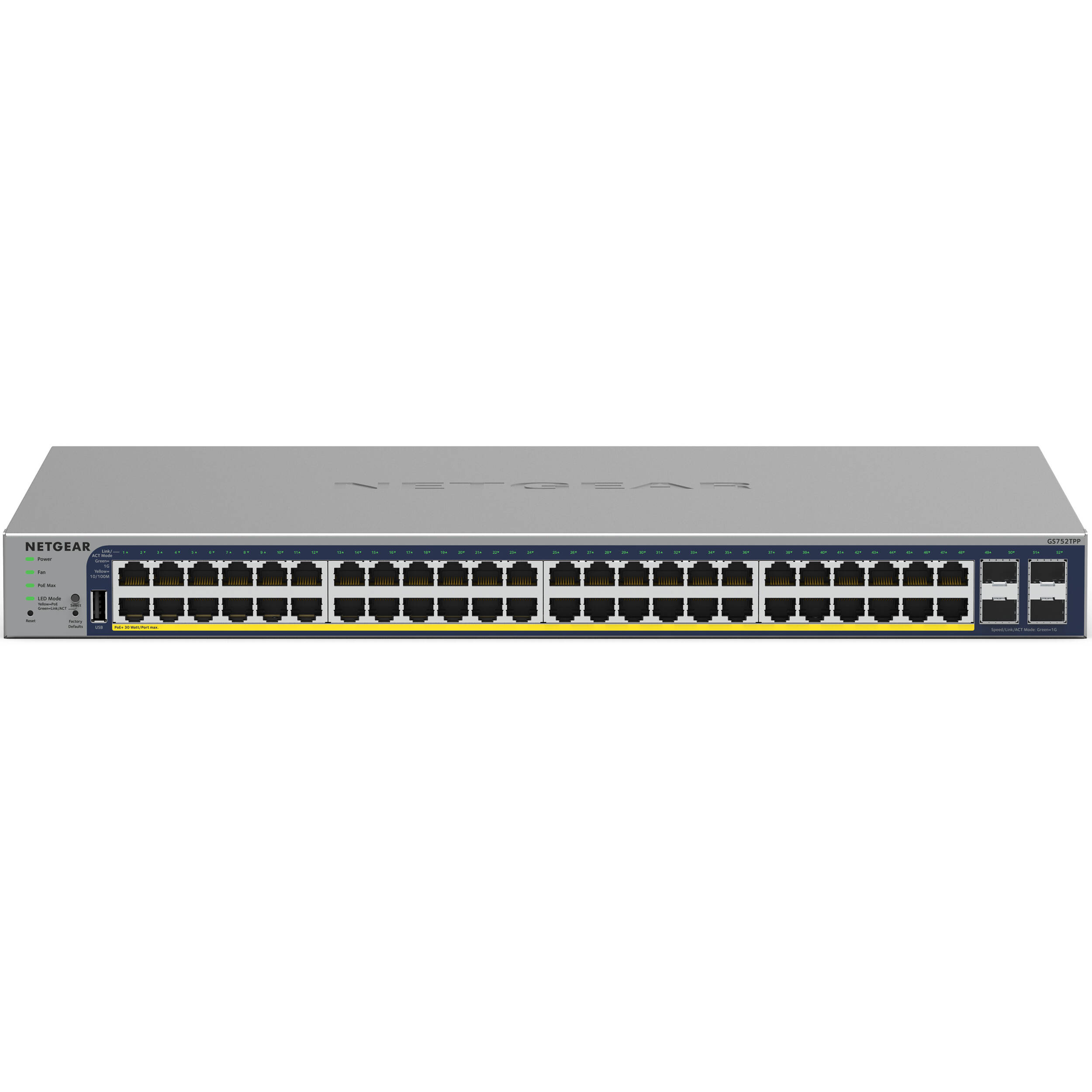 NETGEAR GS752TPP-300NAS 52-port Gigabit PoE+ smart switch with 4 SFP uplinks — view 2