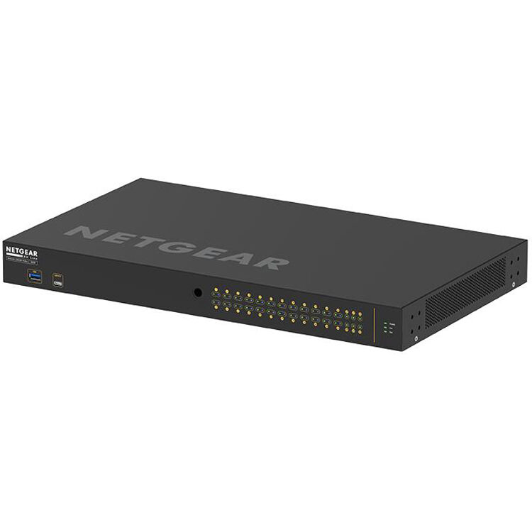 NETGEAR M4250 26G4F PoE+ managed switch with 24 PoE ports and 4 SFP uplinks — view 2