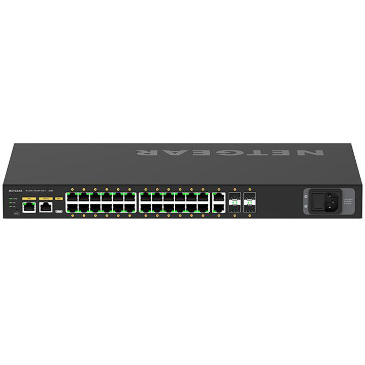 NETGEAR M4250 26G4F PoE+ managed switch with 24 PoE ports and 4 SFP uplinks — view 3