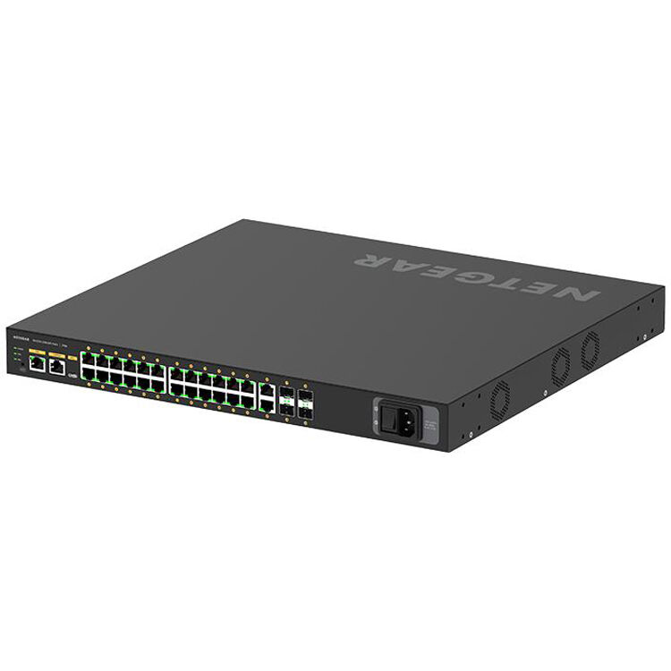 NETGEAR M4250 26G4F PoE+ managed switch with 24 PoE ports and 4 SFP uplinks — view 4
