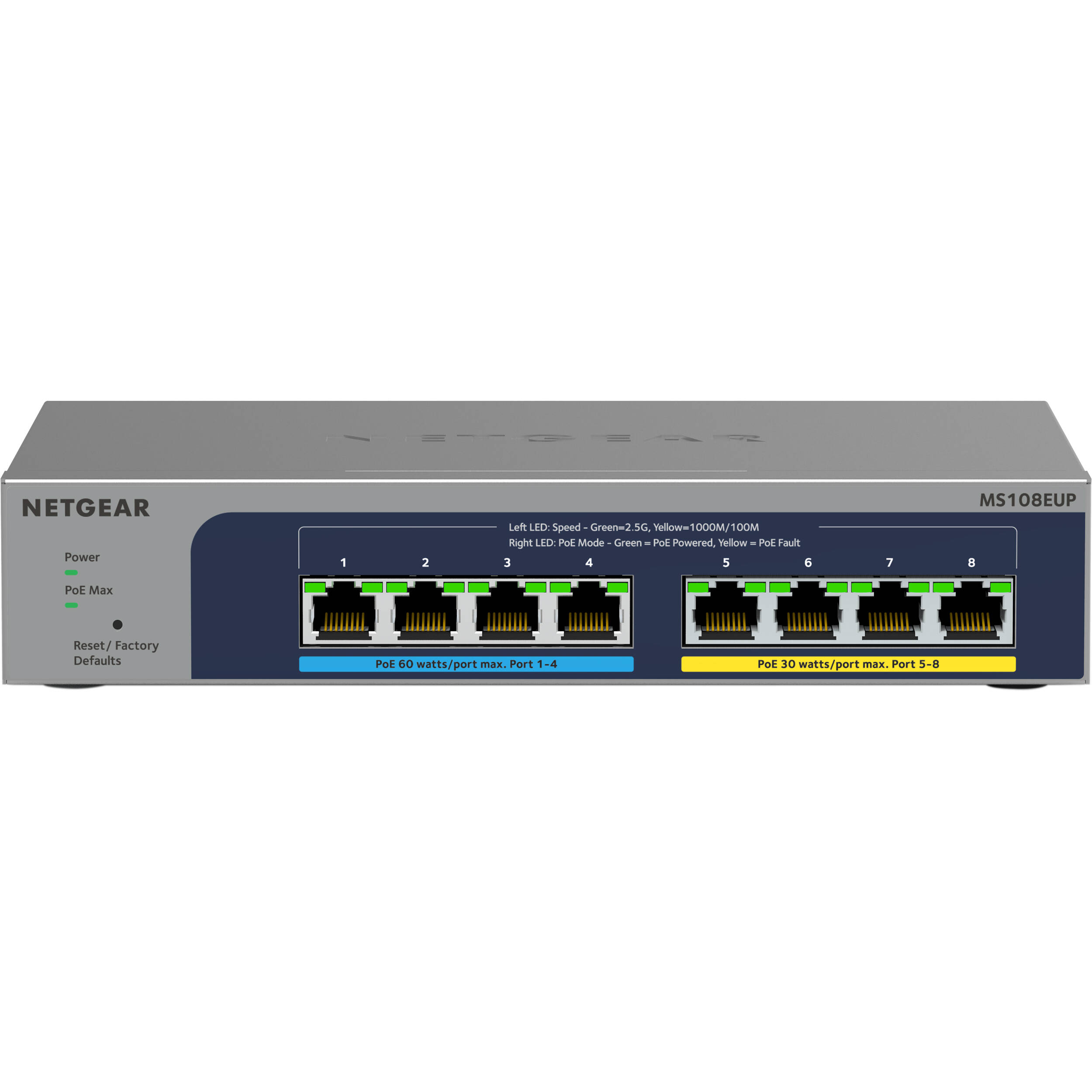 NETGEAR MS108EUP Ultra60 8-port PoE++ Multi-Gig switch for WiFi 6 access points — view 3