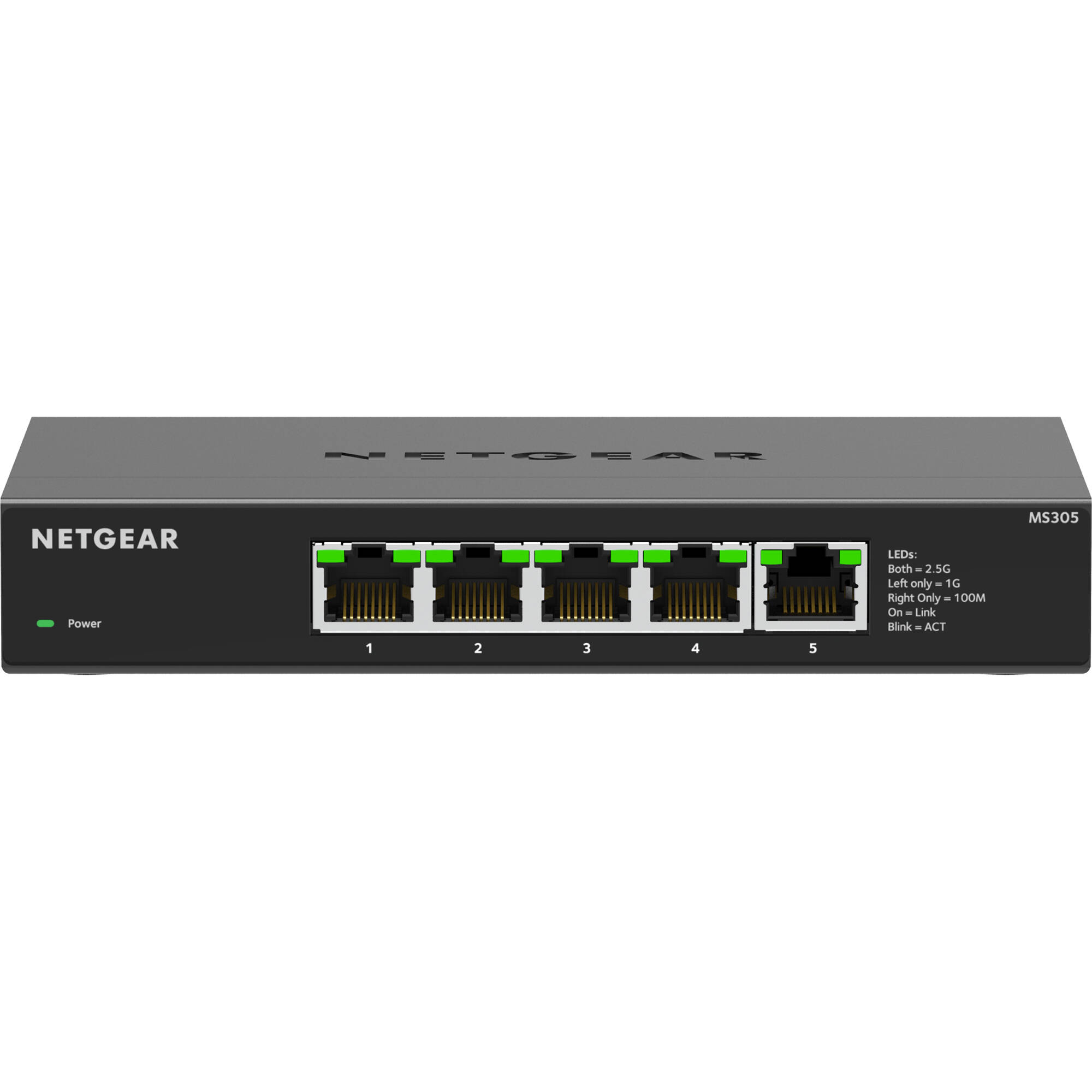 NETGEAR MS305 5-port multi-gig unmanaged switch with 1G and 2.5G Ethernet ports — view 3