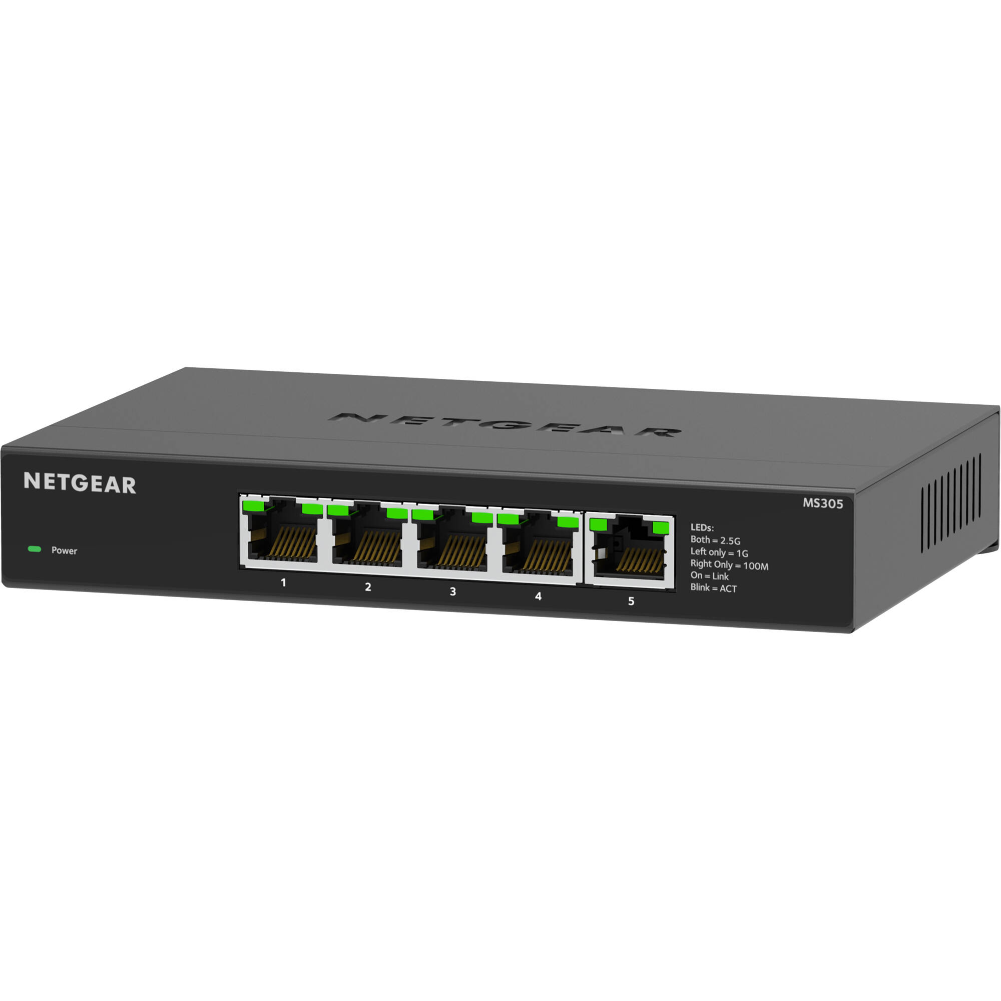 NETGEAR MS305 5-port multi-gig unmanaged switch with 1G and 2.5G Ethernet ports — view 4