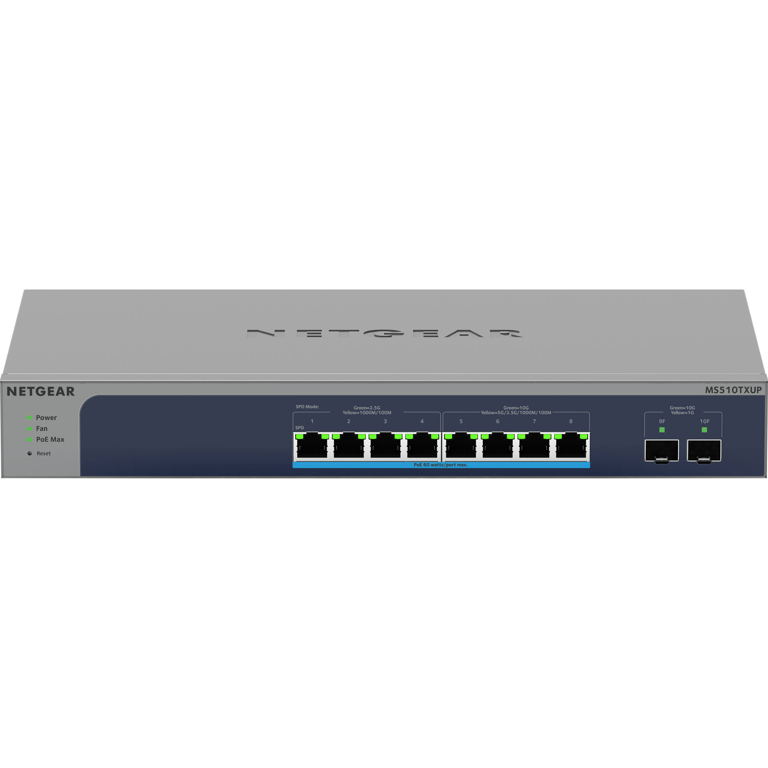 NETGEAR MS510TXUP 8-port multi-gig PoE++ smart managed switch with 10G fiber uplinks — view 2