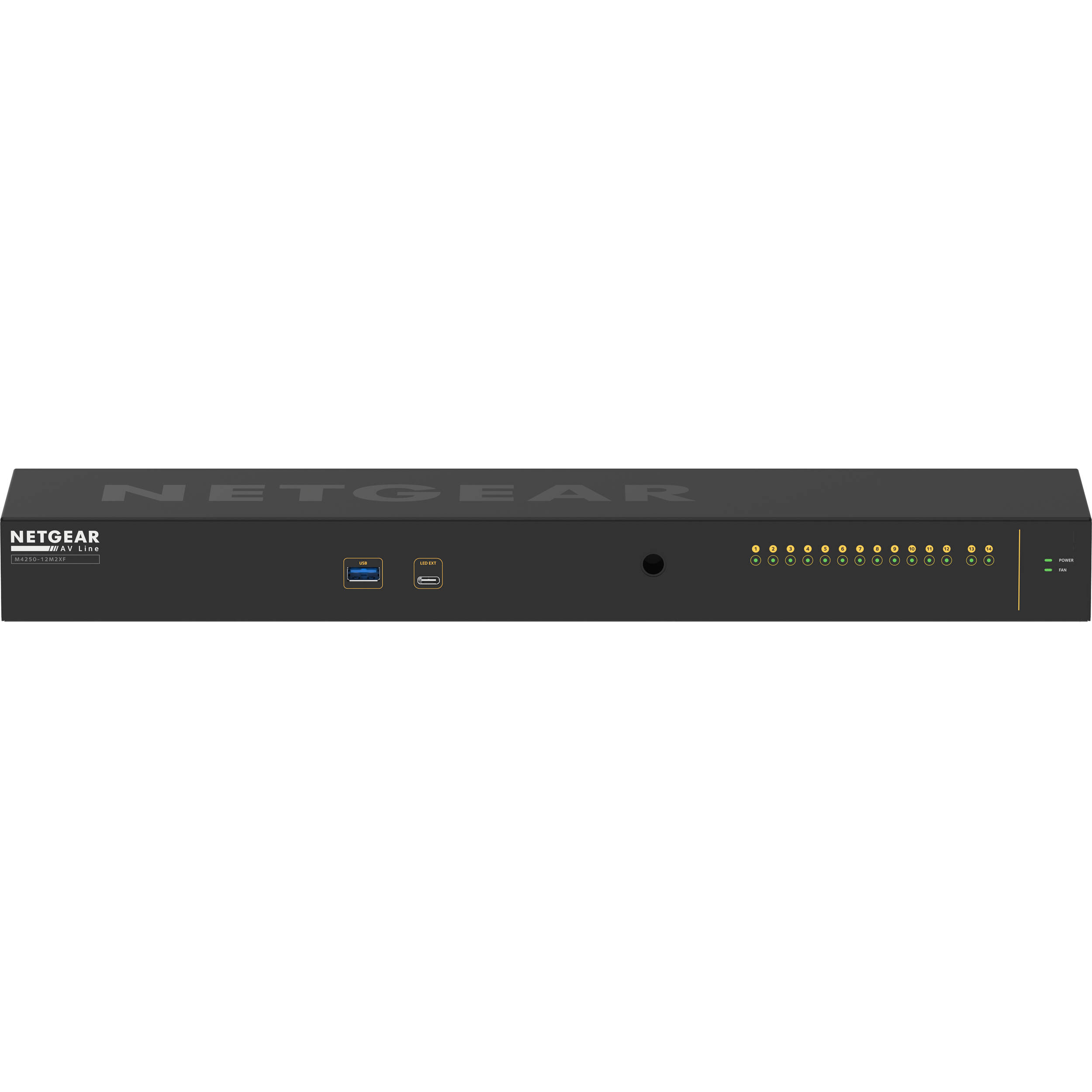 NETGEAR M4250-12M2XF managed AV switch with 12 x 2.5G ports and 2 x SFP+ uplinks — view 5