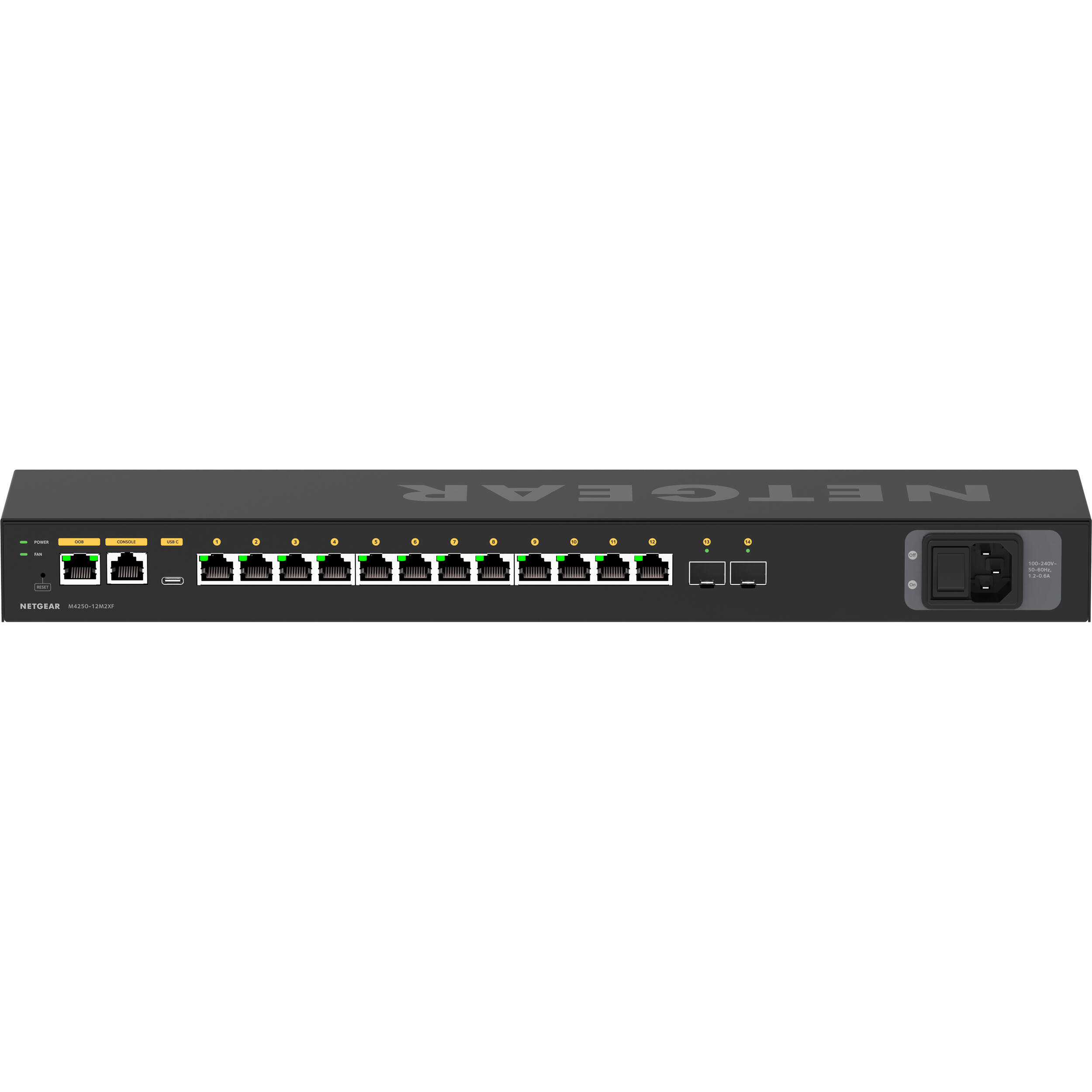 NETGEAR M4250-12M2XF managed AV switch with 12 x 2.5G ports and 2 x SFP+ uplinks — view 6