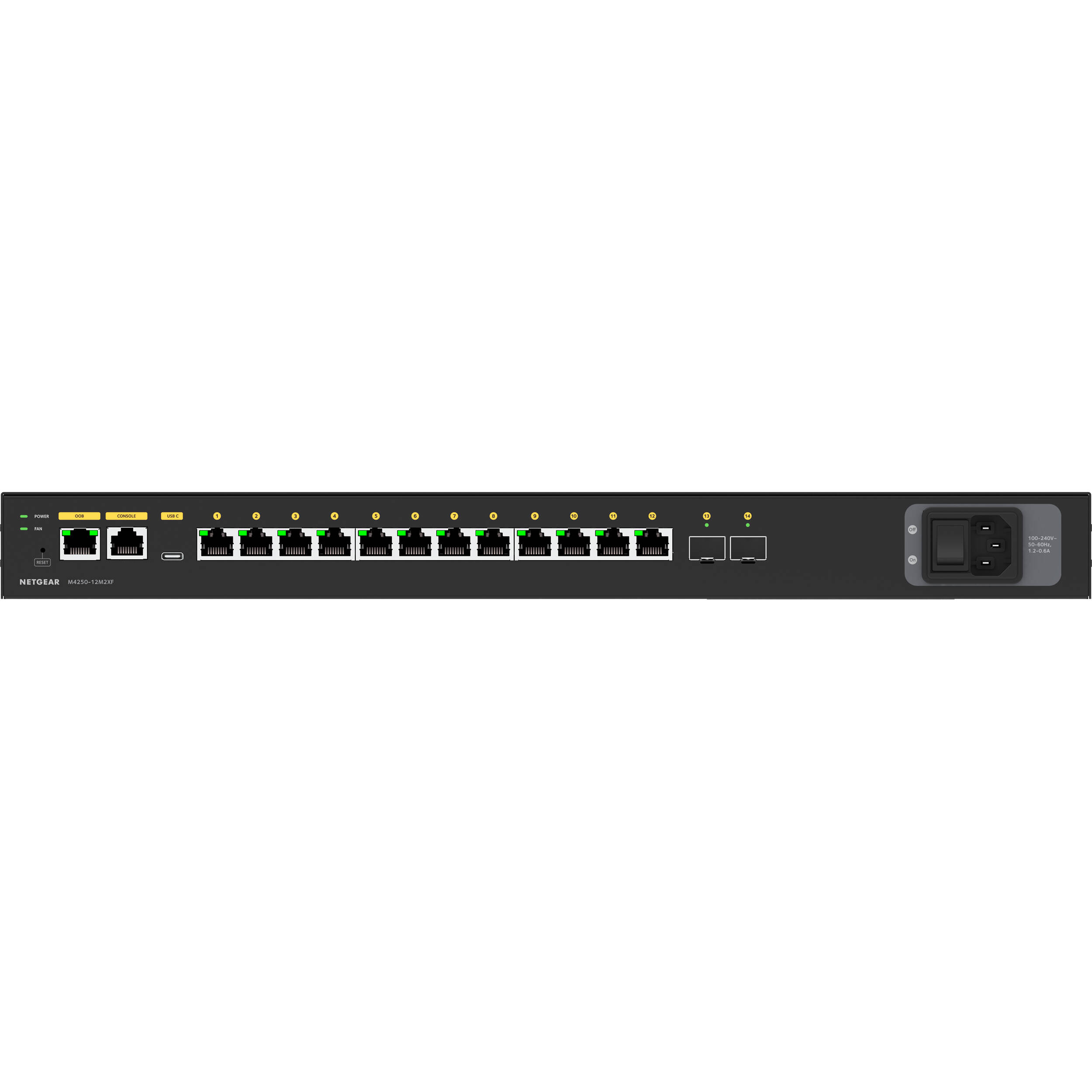 NETGEAR M4250-12M2XF managed AV switch with 12 x 2.5G ports and 2 x SFP+ uplinks — view 8