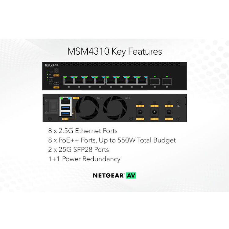 Netgear M4350-8M2V managed switch with 8 10GbE ports for Layer 2 enterprise networking — view 7