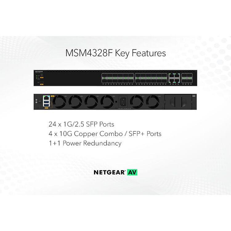 Netgear M4350-24F4X managed switch with 24 Gigabit Ethernet ports and 4 SFP+ uplinks — view 7