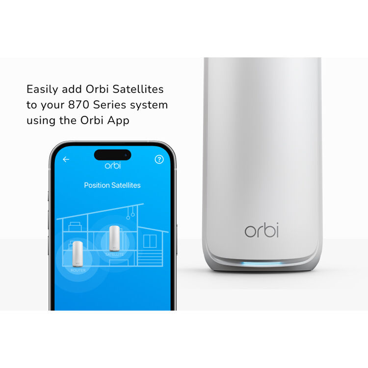Netgear Orbi 870 WiFi 7 satellite desktop mesh extender with tri-band coverage — view 3