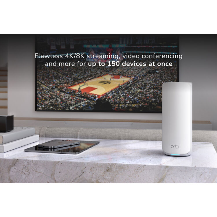 Netgear Orbi 870 WiFi 7 3-pack mesh expansion system in desktop form factor — view 5