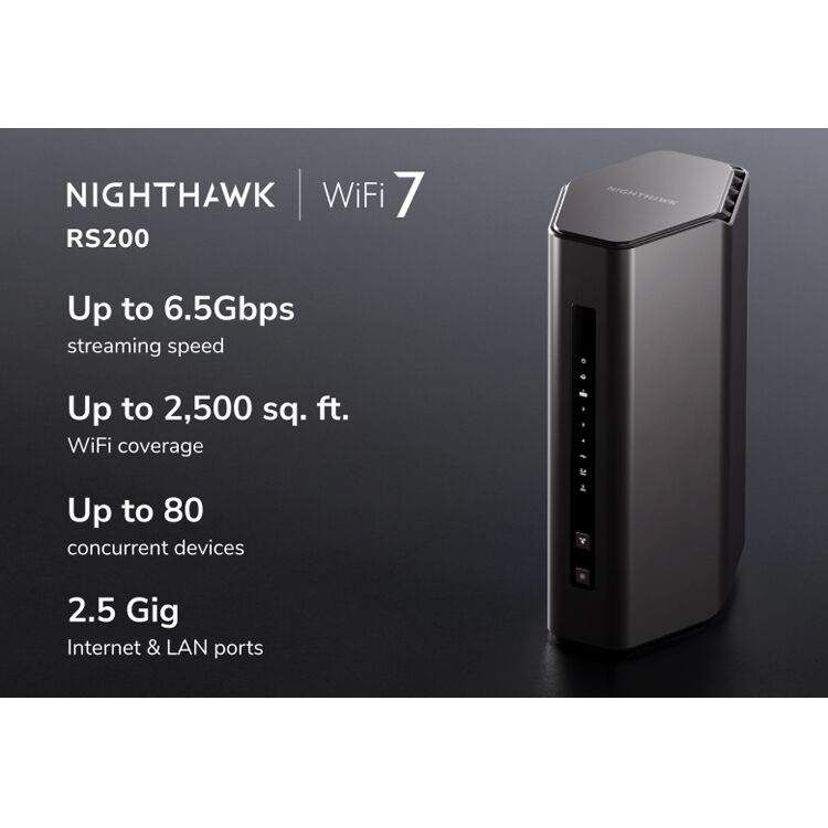 Netgear Nighthawk RS200 WiFi 7 BE6500 desktop router for premium home networking — view 5