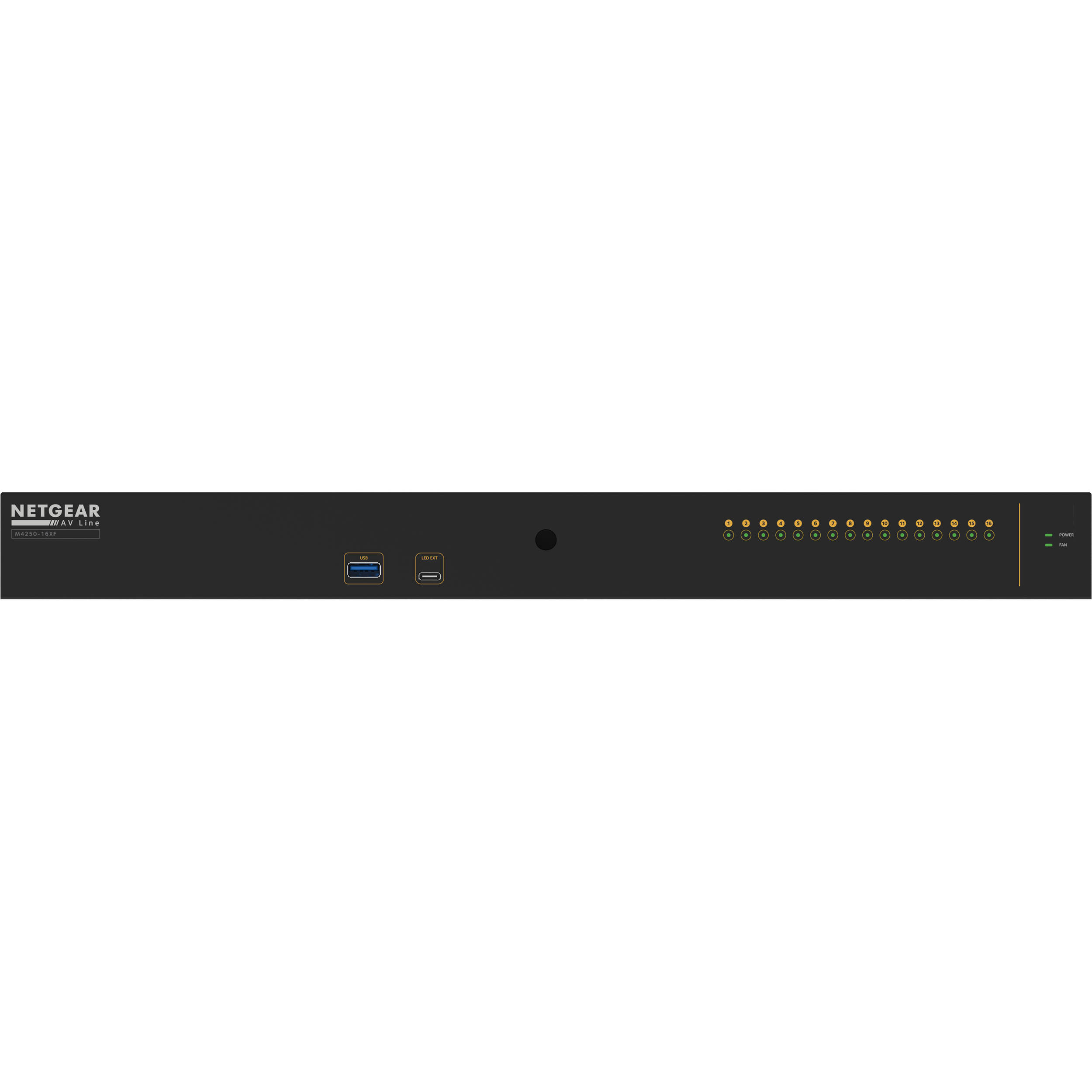 NETGEAR M4250 16XF AV managed switch with 16 SFP+ fiber ports for 1G and 10G connectivity — view 7