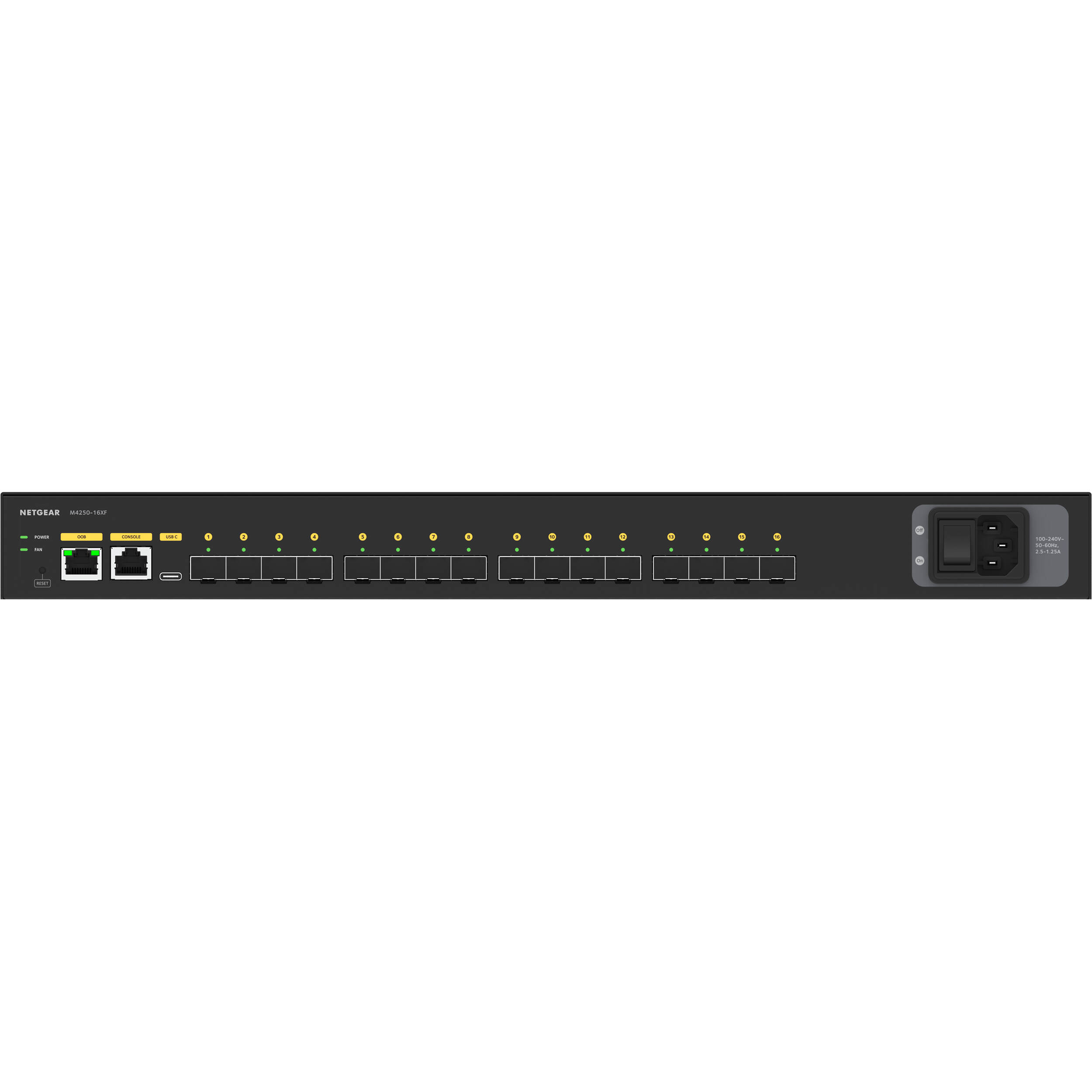 NETGEAR M4250 16XF AV managed switch with 16 SFP+ fiber ports for 1G and 10G connectivity — view 8