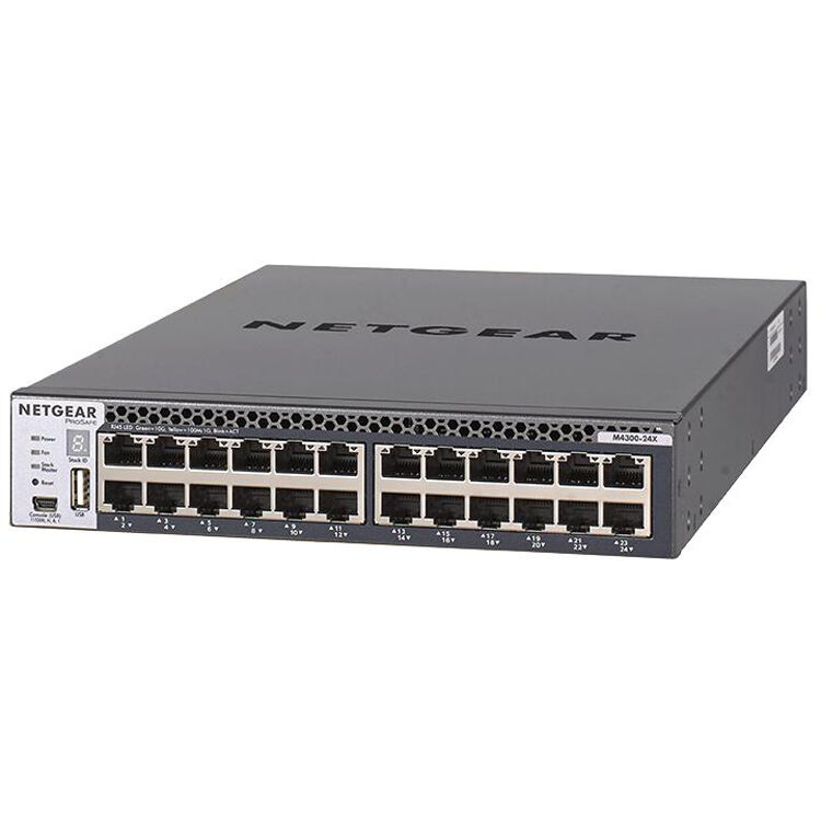 Netgear M4300-24X managed 24-port 10GbE switch with 8 SFP+ slots — view 2