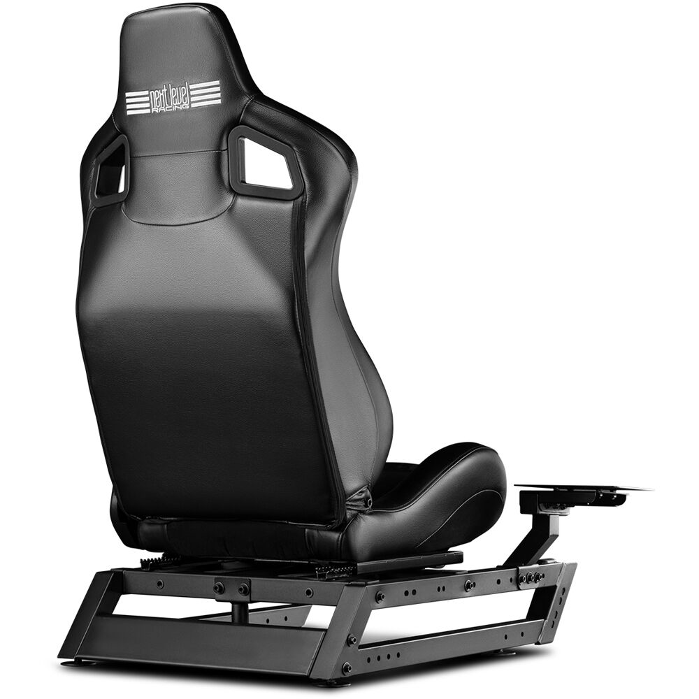 Next Level Racing Seat Add On attached to a Wheel Stand DD sim racing setup — view 3