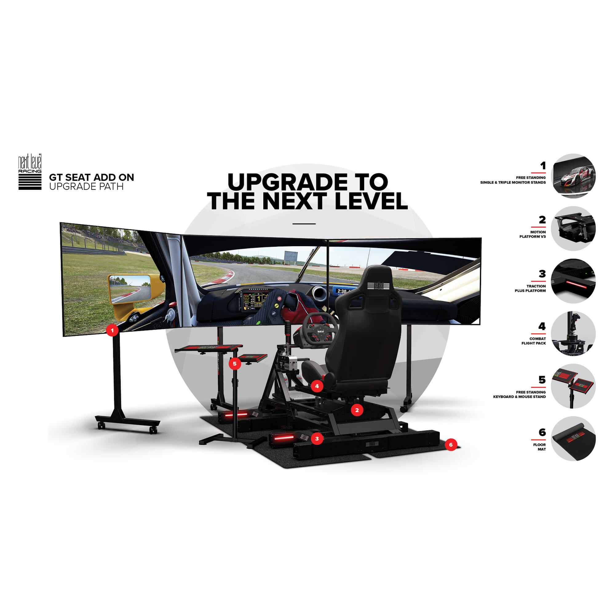 Next Level Racing Seat Add On attached to a Wheel Stand DD sim racing setup — view 9