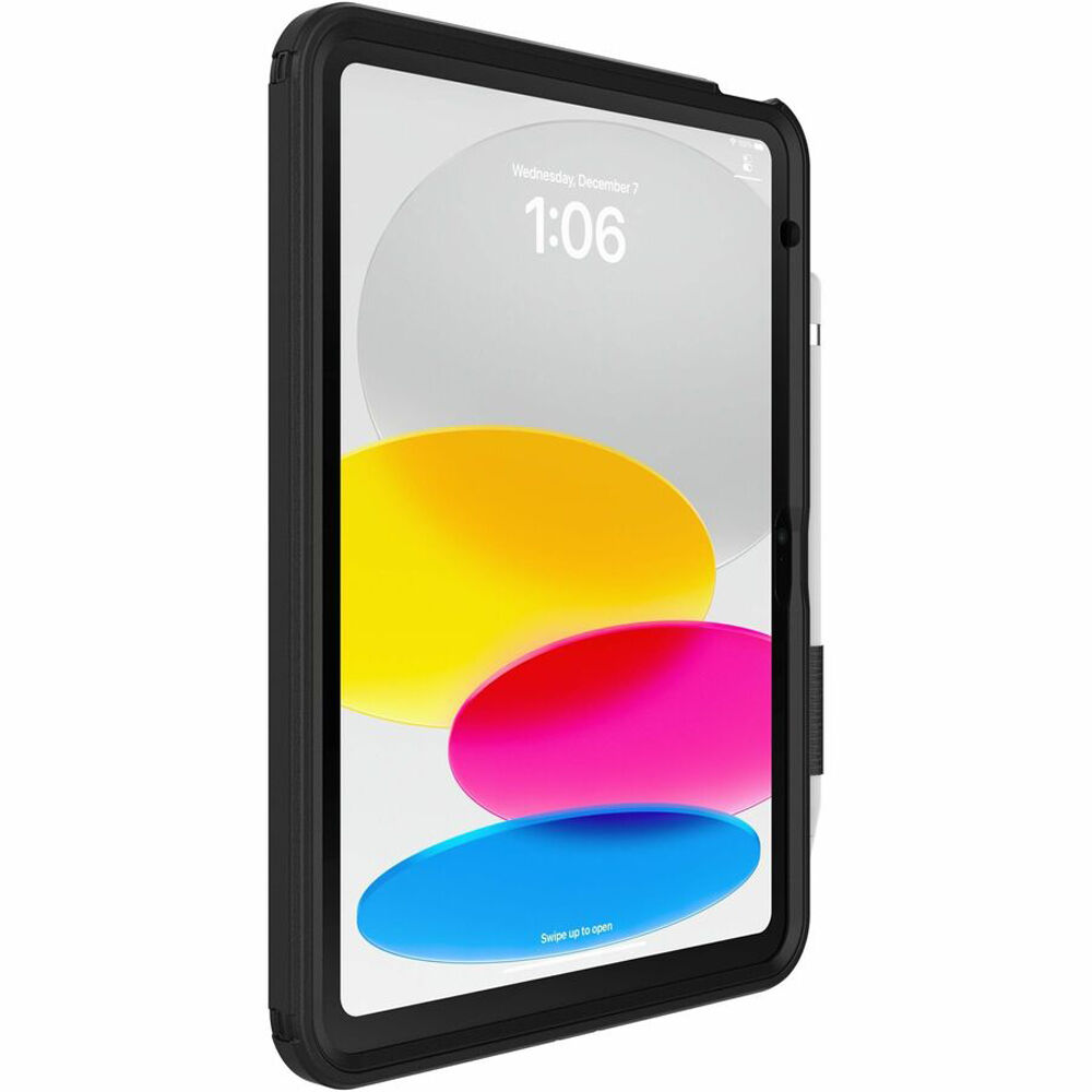 Black OtterBox Defender case for iPad 10th Gen with kickstand and hand strap — view 3