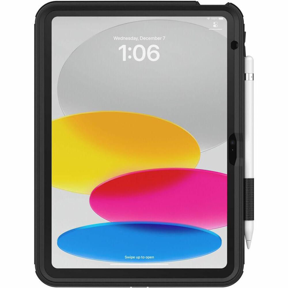 Black OtterBox Defender case for iPad 10th Gen with kickstand and hand strap — view 5