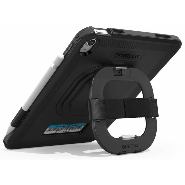 Black OtterBox Defender case for iPad 10th Gen with kickstand and hand strap — view 6