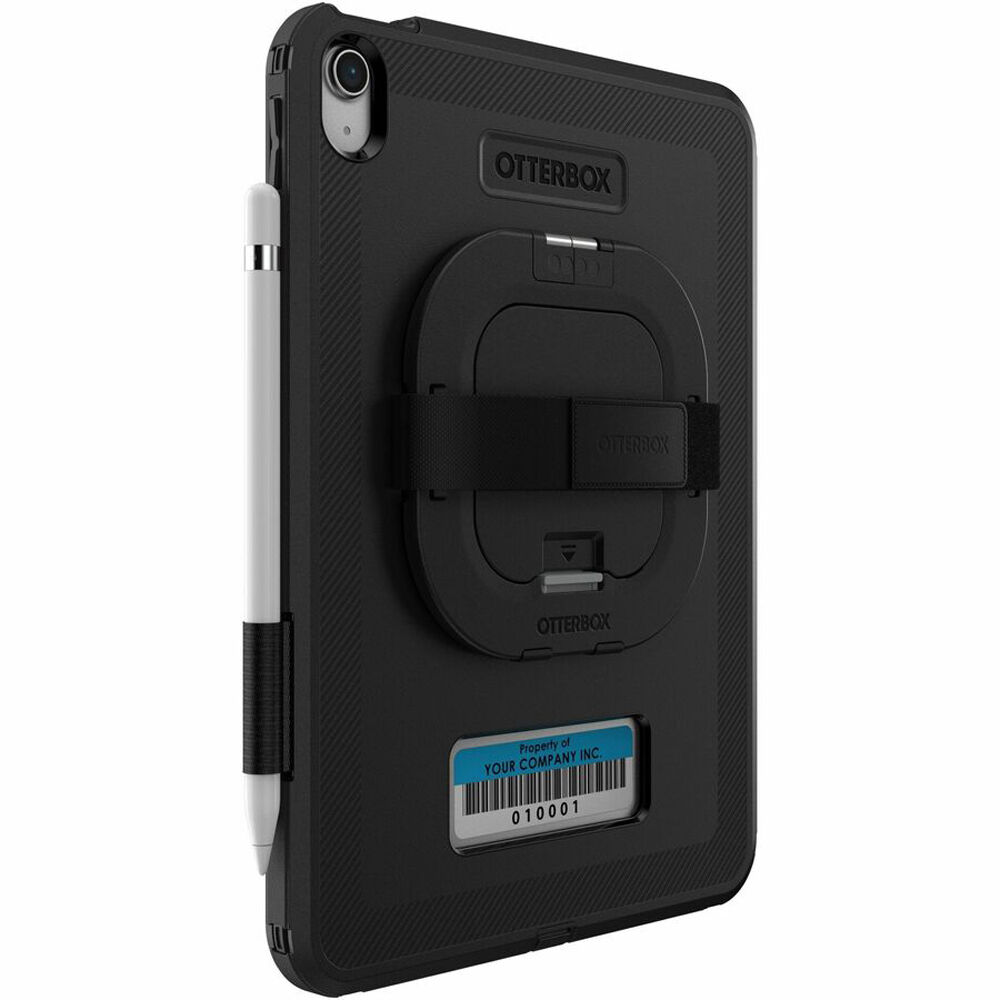 Black OtterBox Defender case for iPad 10th Gen with kickstand and hand strap — view 8