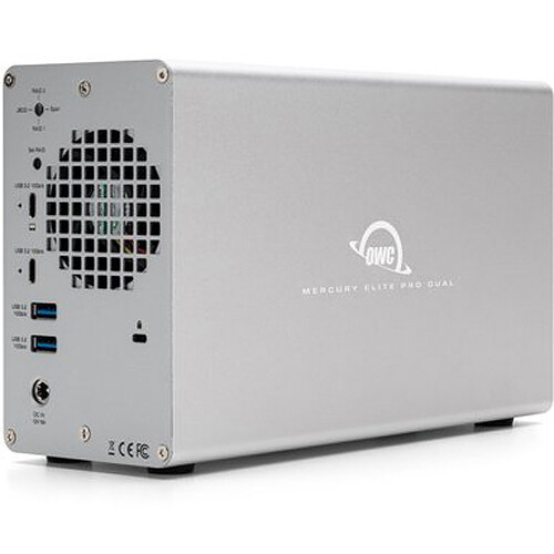 OWC 12TB Mercury Elite Pro Duo desktop storage enclosure with dual drives, RAID 0, and USB 10 Gb/s hub — view 5