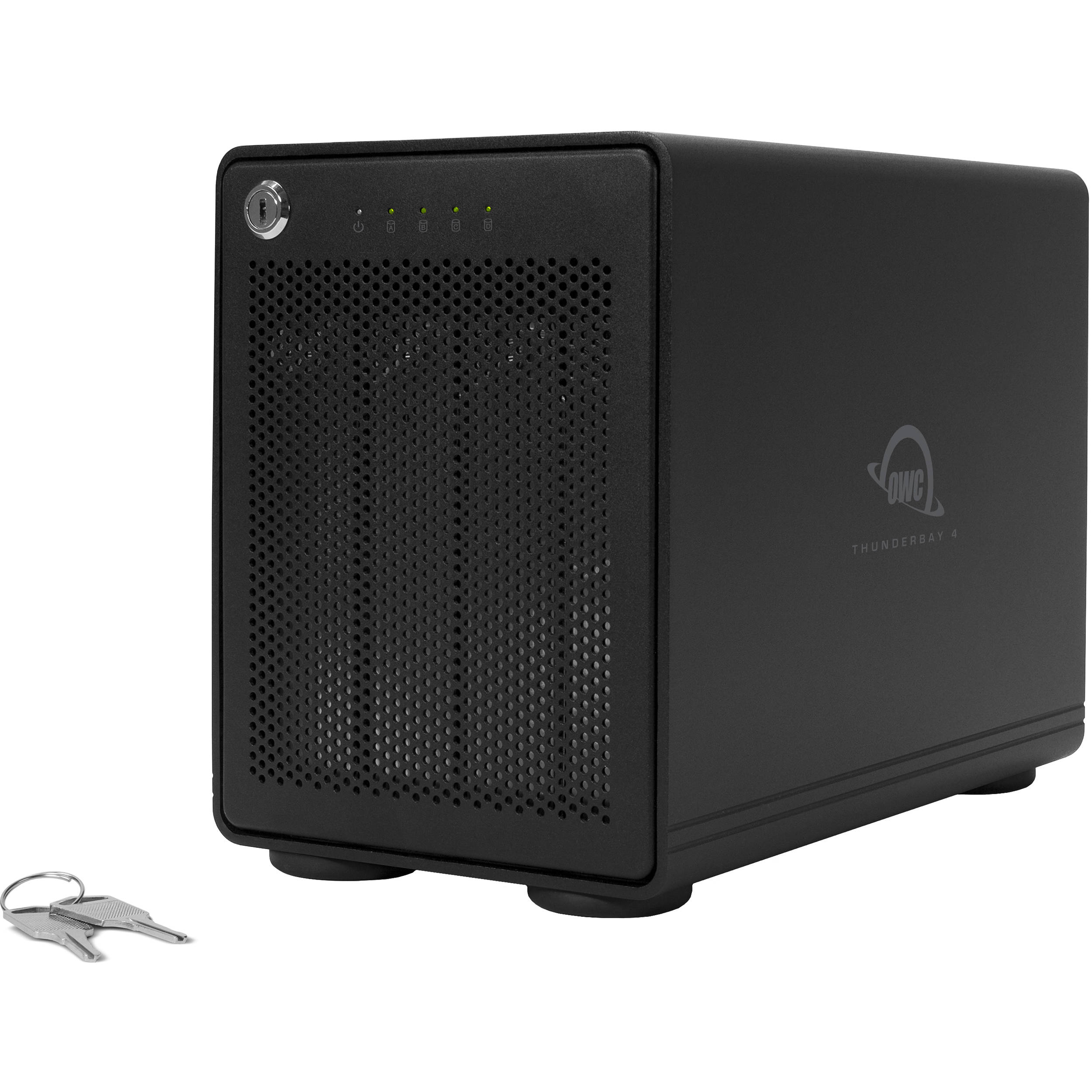 OWC ThunderBay 4 black four-bay external drive enclosure for SATA HDD and SSD storage — view 3