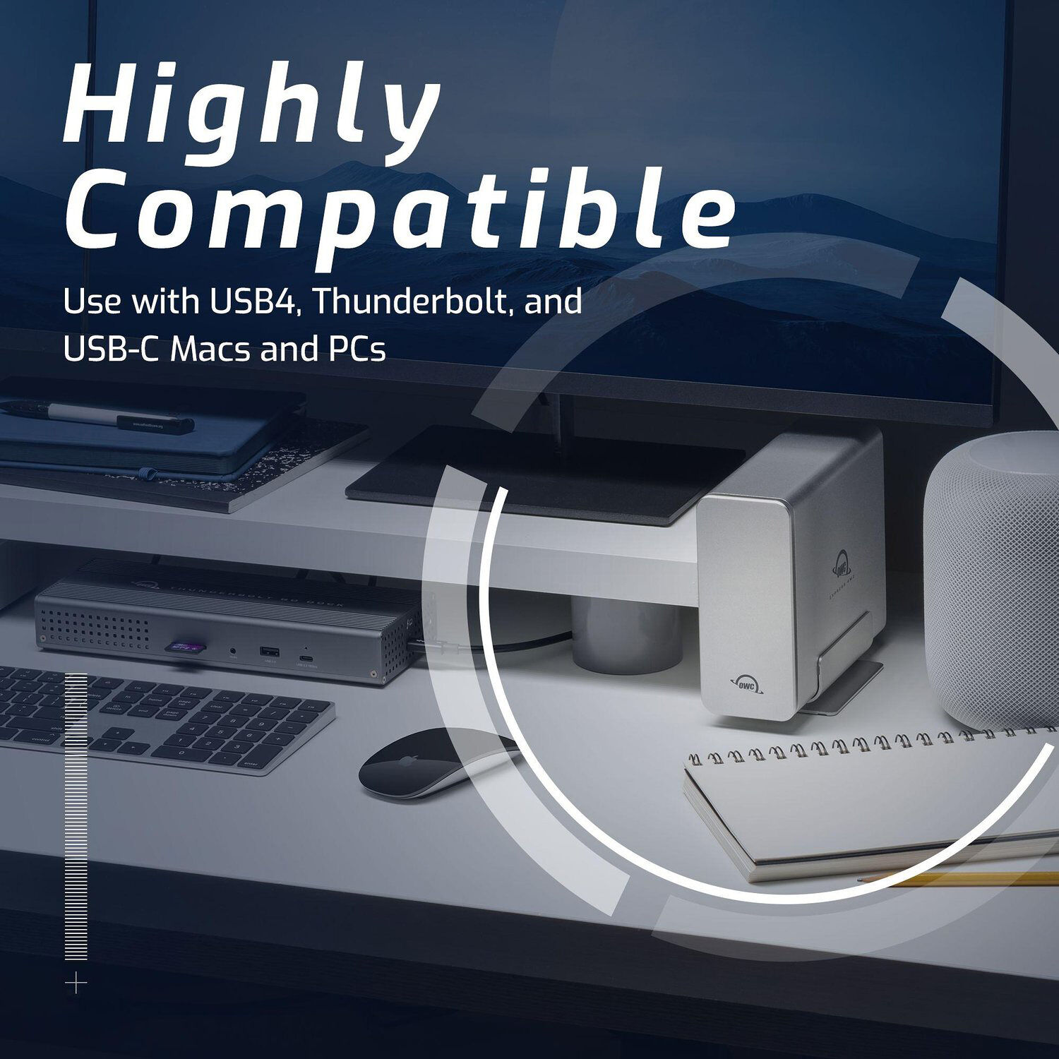 OWC Express 4M2 USB4 four-slot NVMe M.2 SSD enclosure for external high-speed storage — view 5