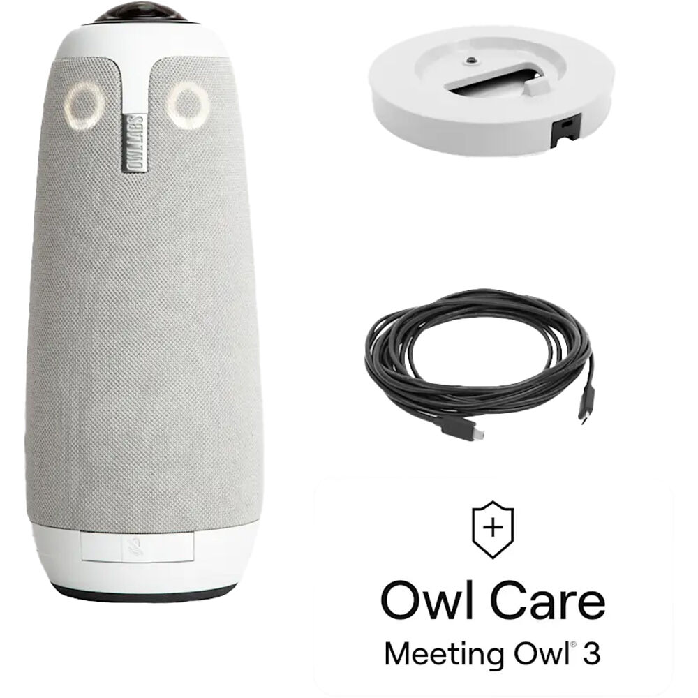 Meeting Owl 3 Premium Pack with table stand and 16 ft USB cable for hybrid meeting rooms — view 8