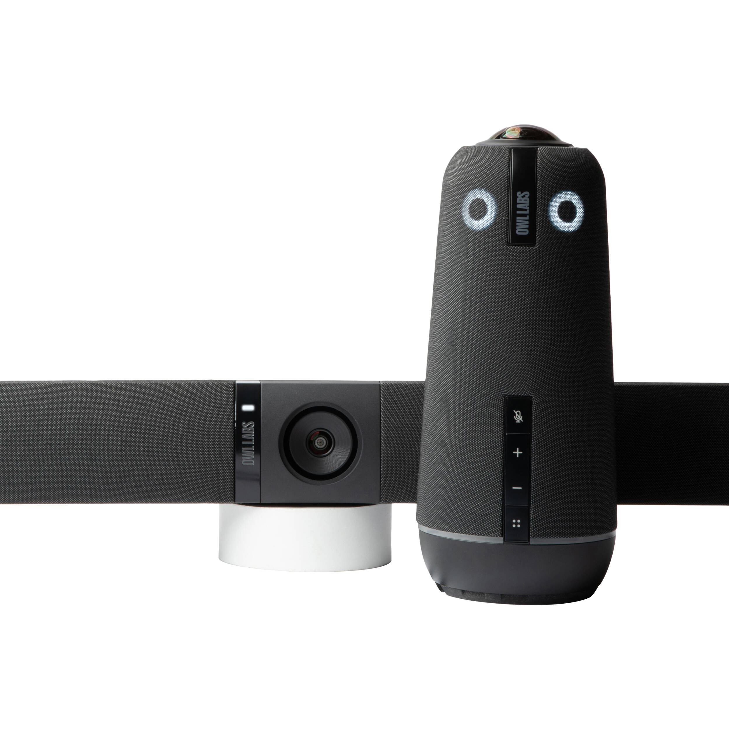 Meeting Owl 4+ and Owl Bar bundle with TV mount for hybrid conference rooms — view 2