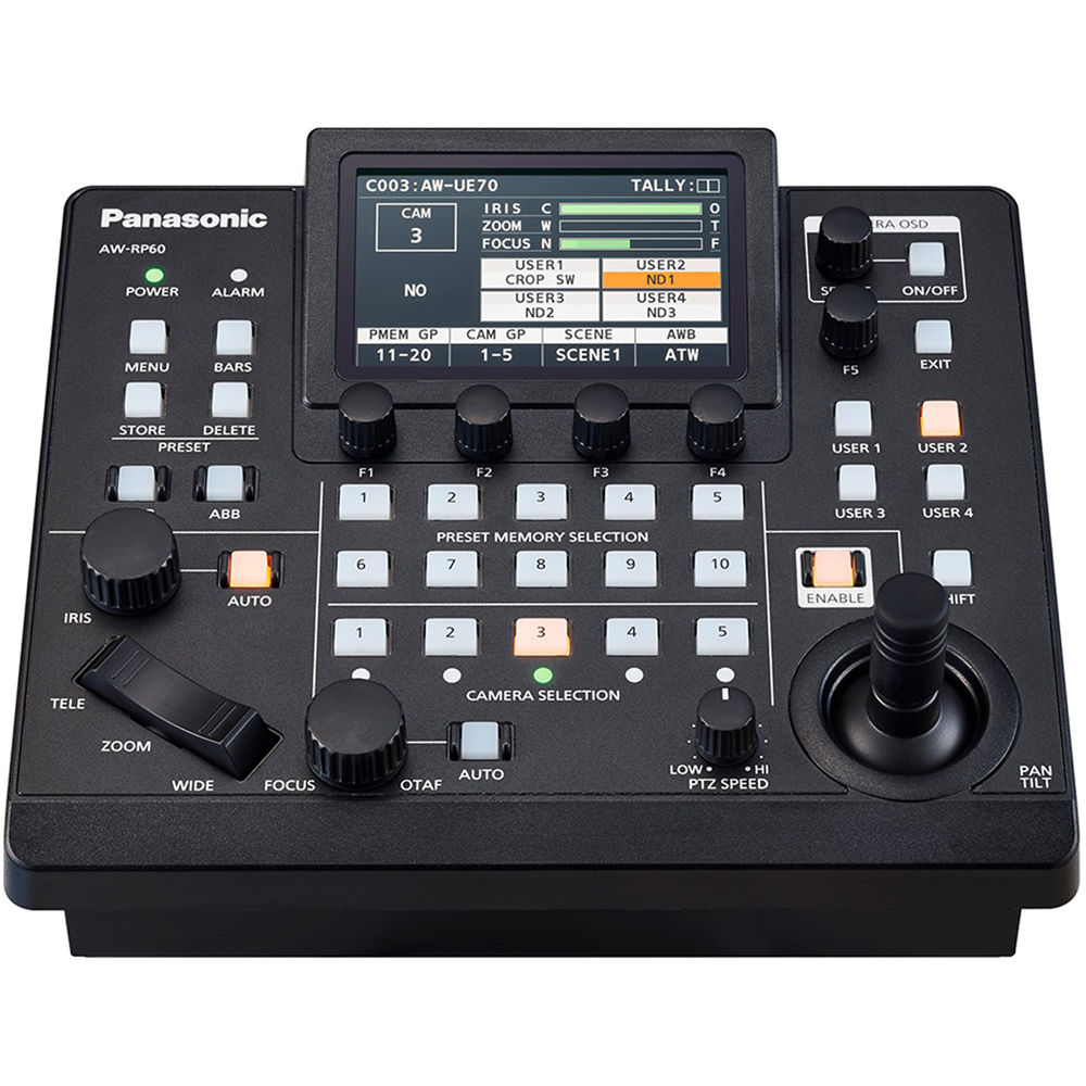 Panasonic AW-RP60GJ5 3.5-inch LCD PTZ controller for professional camera control — view 2