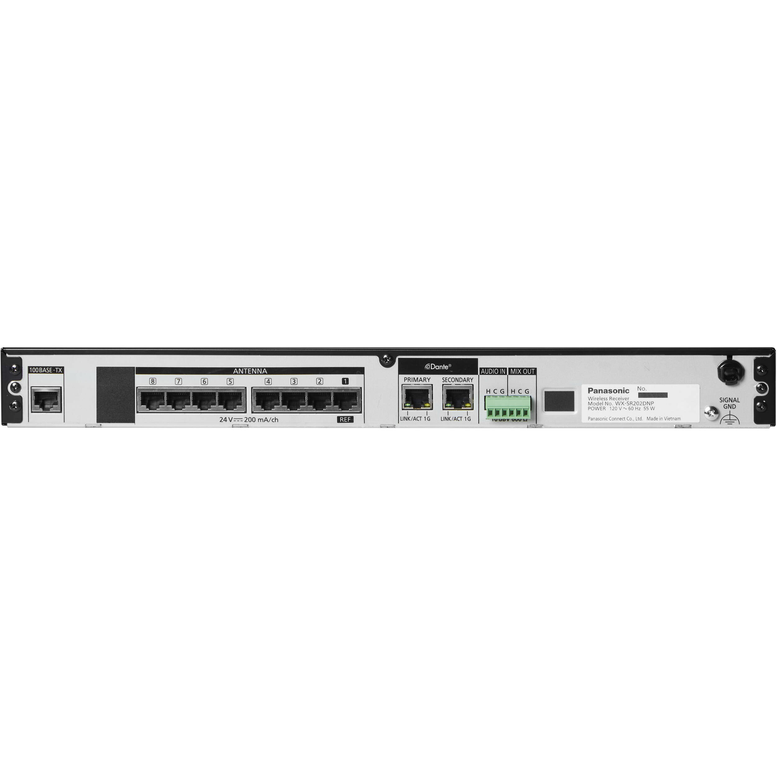 Panasonic WX-SR202DN two-channel wireless microphone receiver with Dante support — view 3