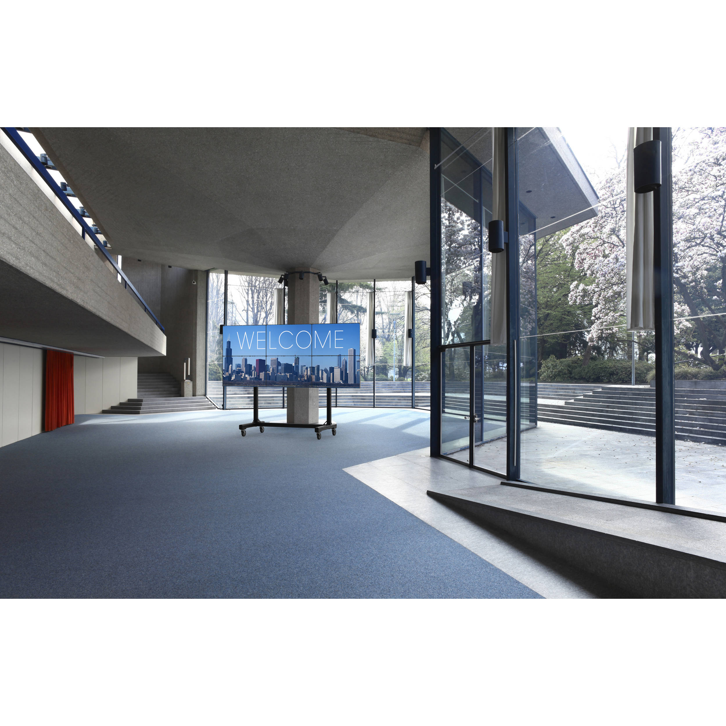 Peerless-AV portable 3x2 video wall cart for 46 to 55 inch displays in black — view 2