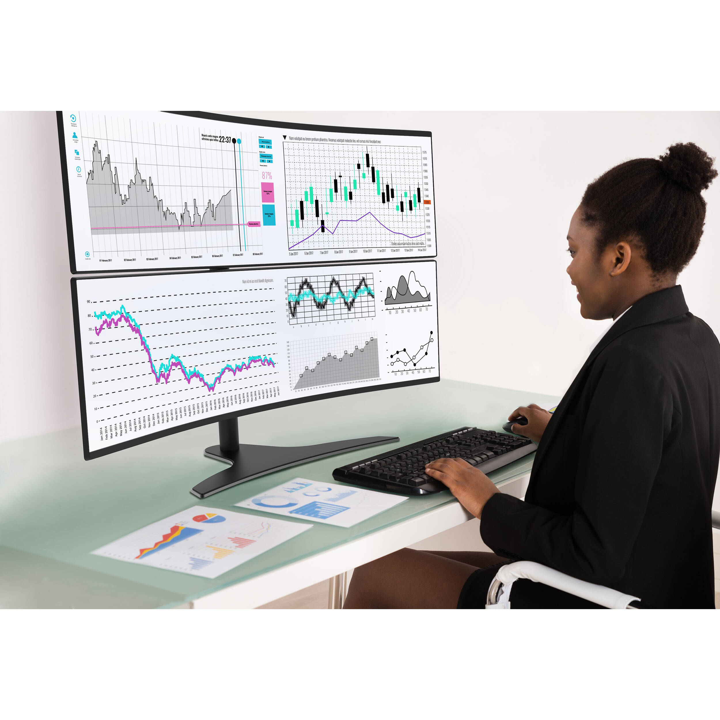 Peerless-AV LCT650SD matte black desktop stand with internal cable management — view 5