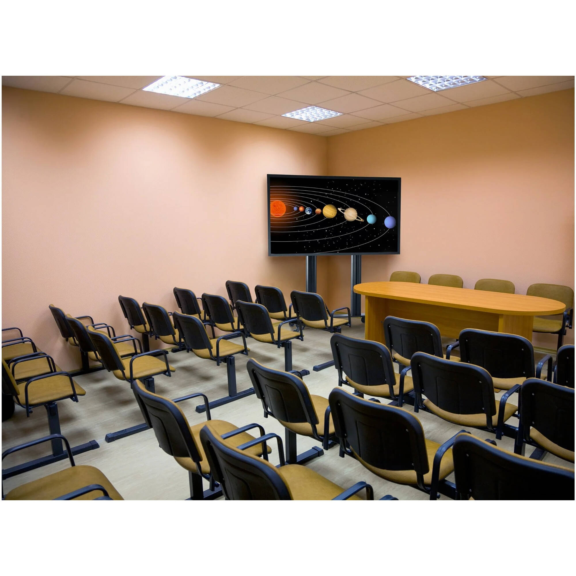 Peerless-AV SmartMount SR598 black TV cart for 55 to 98 inch flat-panel displays with mobile base and casters — view 2