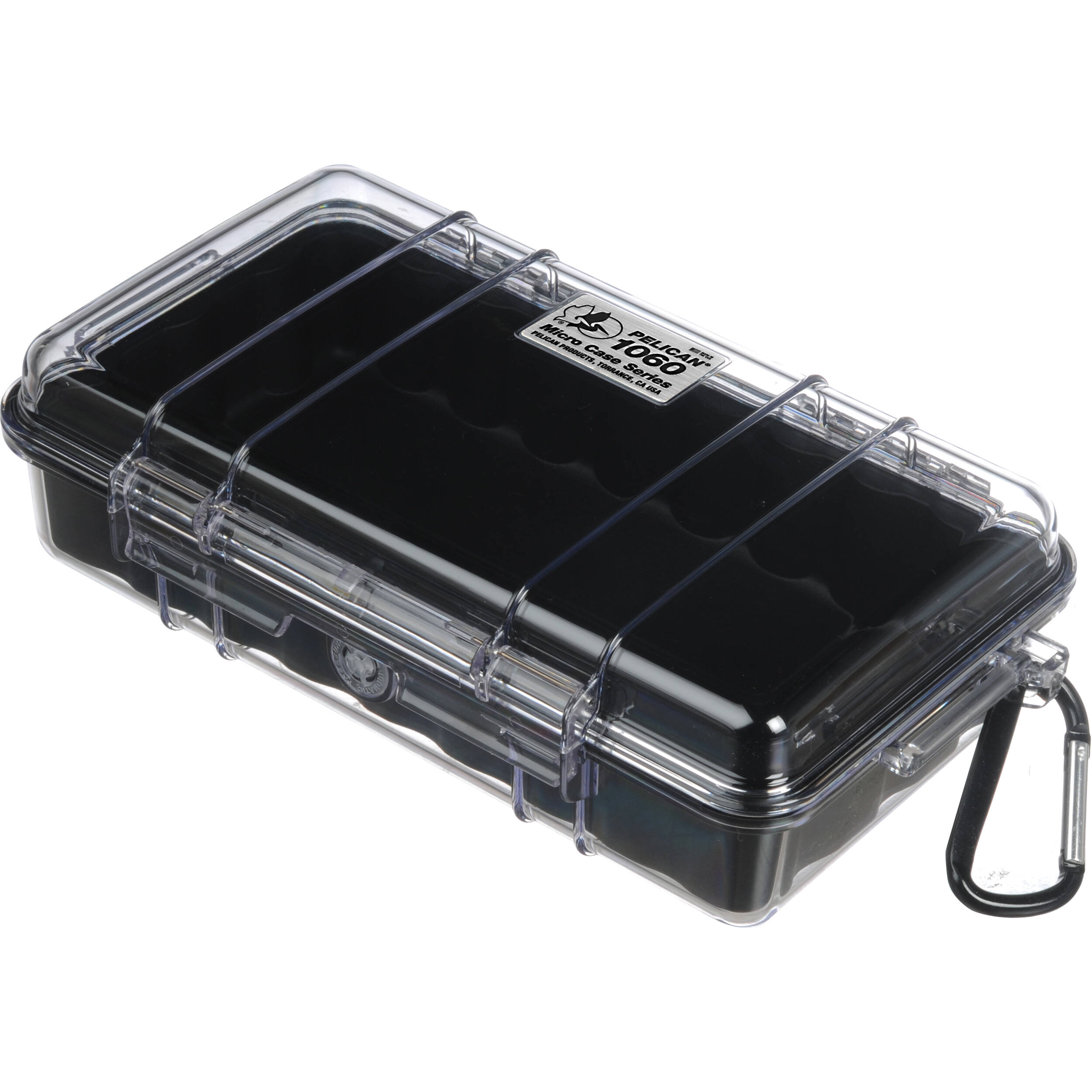 Black Pelican 1060 Micro Case with clear lid liner, compact hard equipment case for small accessories — view 2