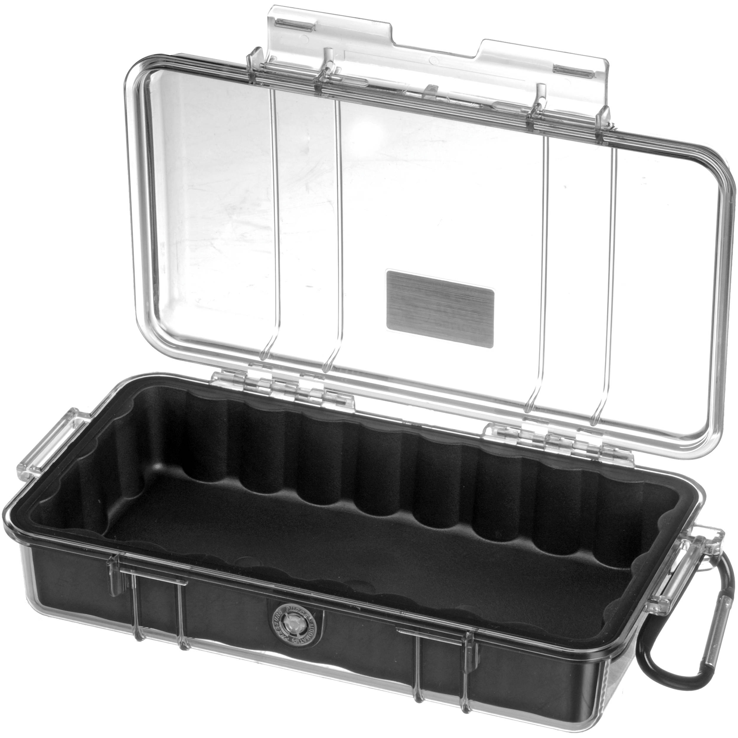 Black Pelican 1060 Micro Case with clear lid liner, compact hard equipment case for small accessories — view 3