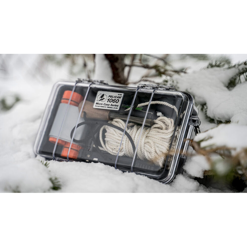 Black Pelican 1060 Micro Case with clear lid liner, compact hard equipment case for small accessories — view 4