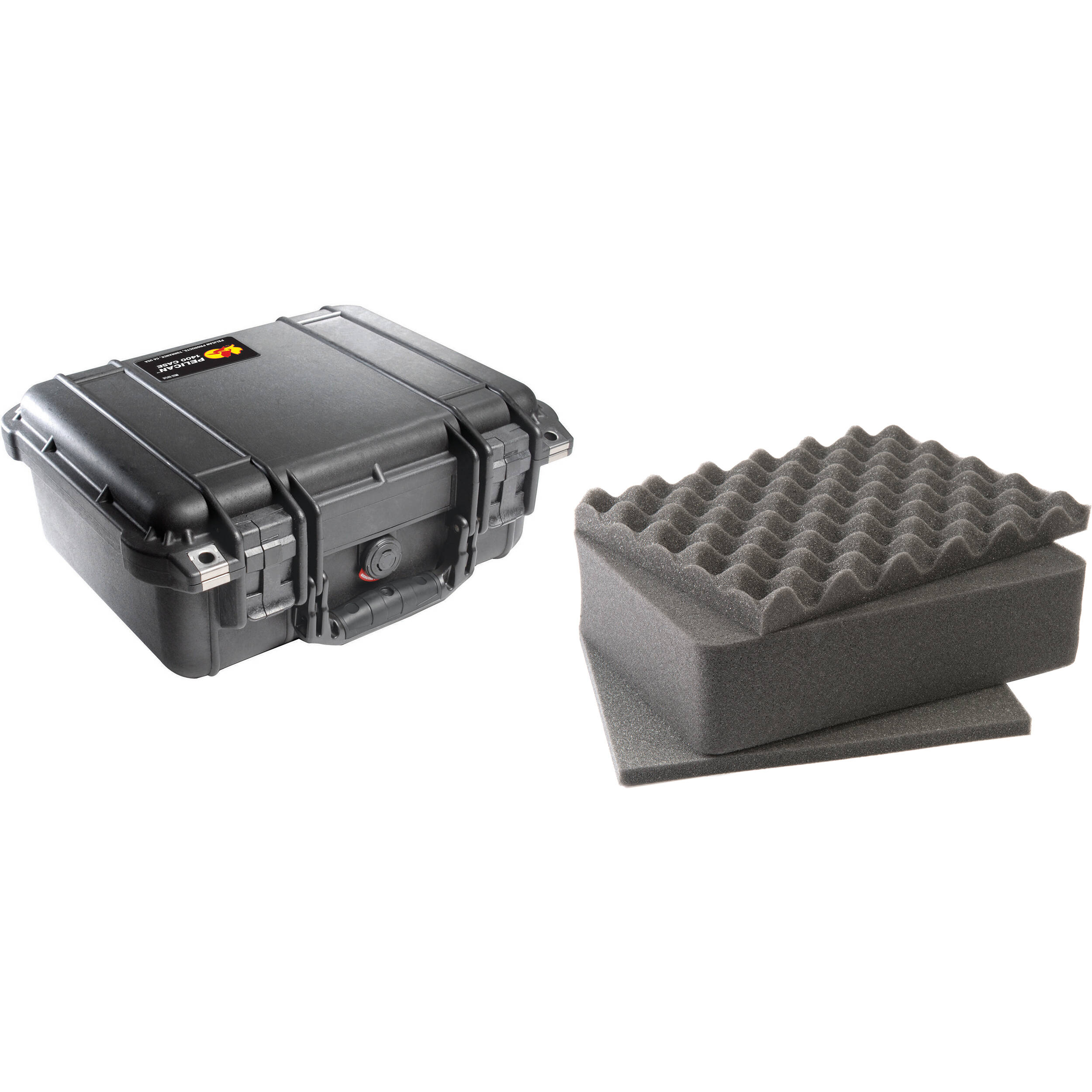 Black Pelican 1400 hard case with pick-and-pluck foam interior, compact protective storage case — view 3