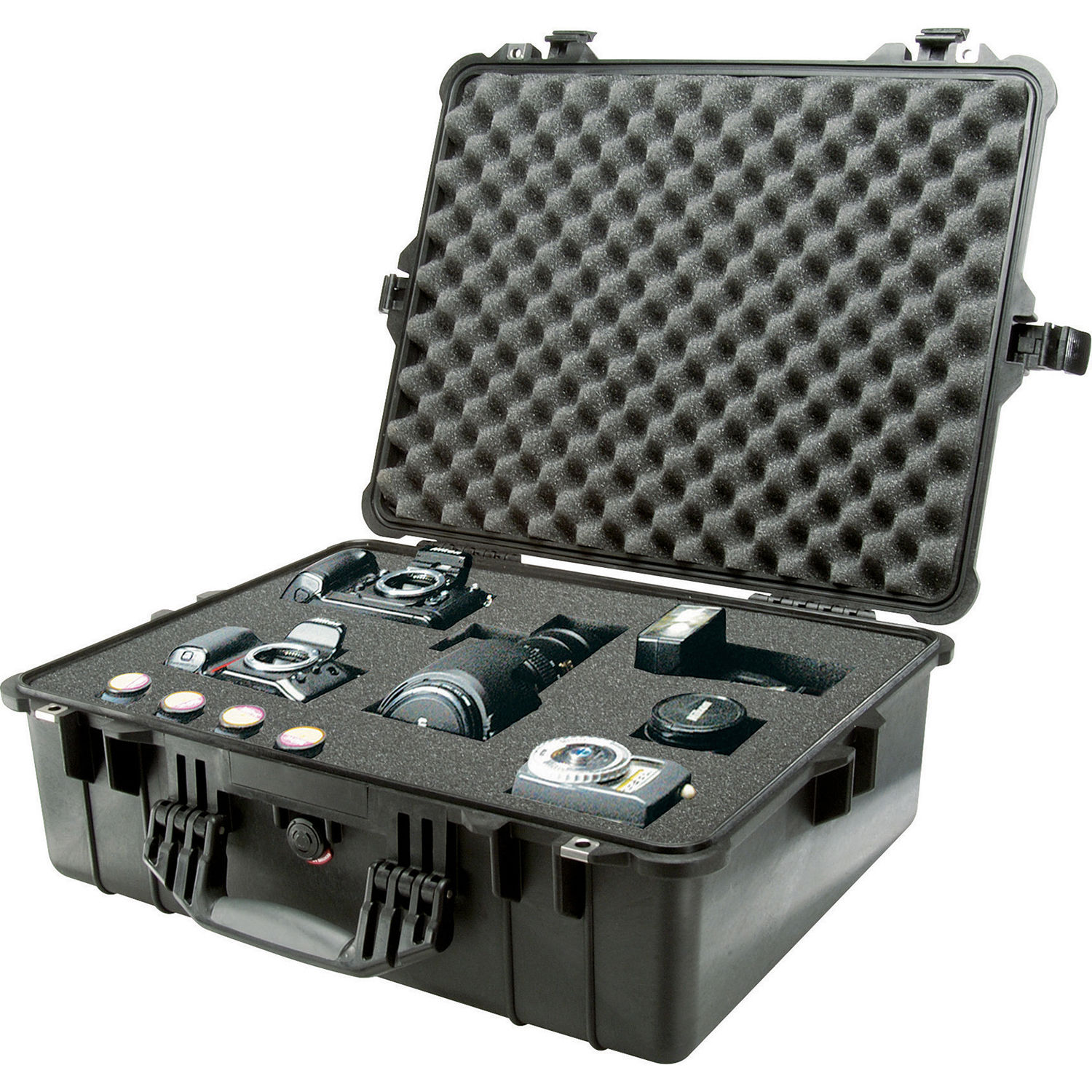 Black Pelican 1600 hard case with foam interior for protective equipment transport — view 5