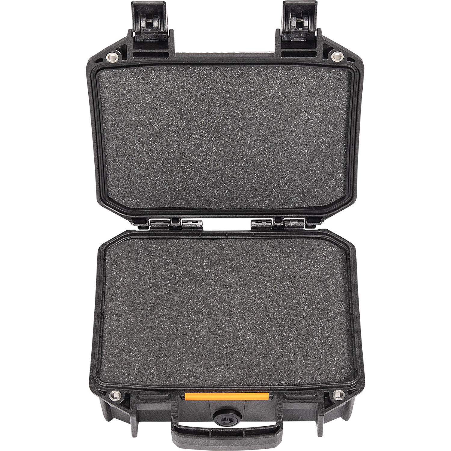 Black Pelican Vault V100 small hard case with foam, model VCV100-0020-BLK, shown closed — view 2