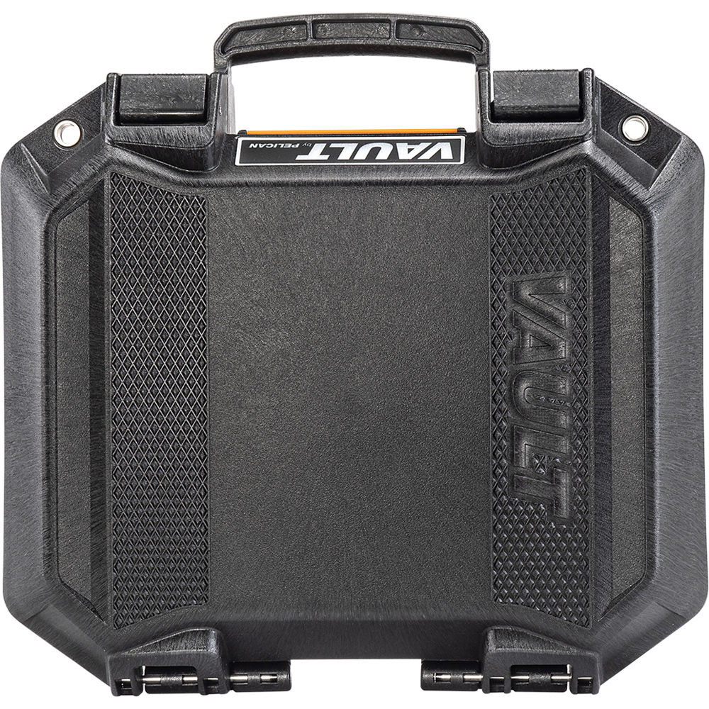 Black Pelican Vault V100 small hard case with foam, model VCV100-0020-BLK, shown closed — view 4