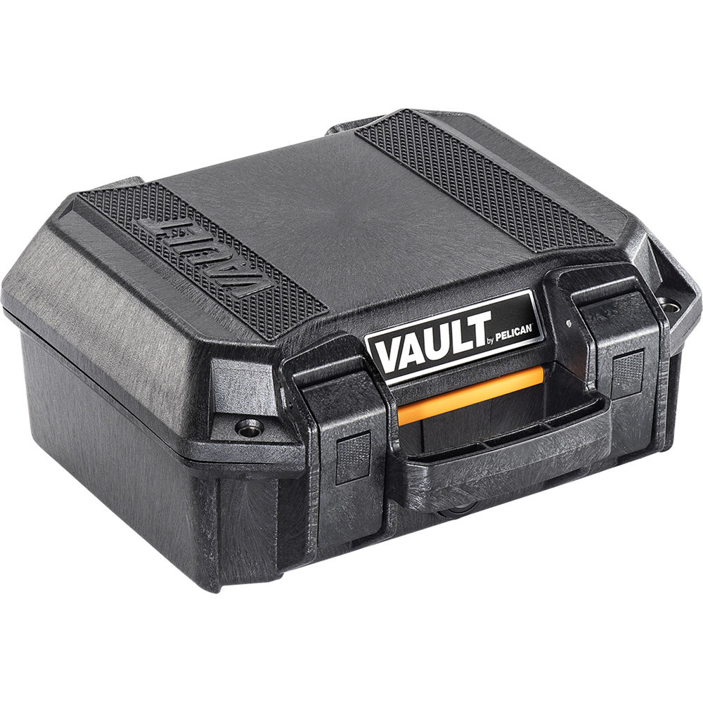 Black Pelican Vault V100 small hard case with foam, model VCV100-0020-BLK, shown closed — view 5