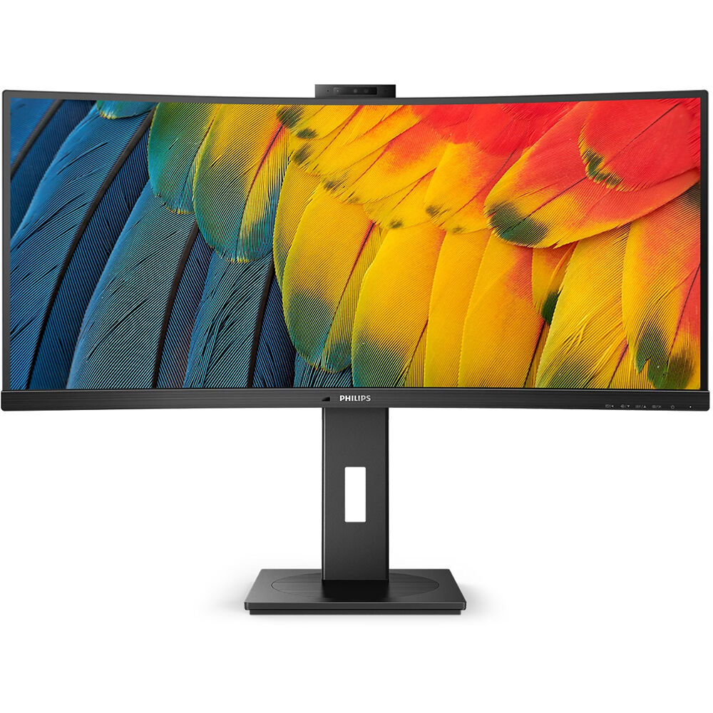 Philips 34-inch curved ultrawide monitor with WQHD resolution, USB-C, and integrated webcam — view 2