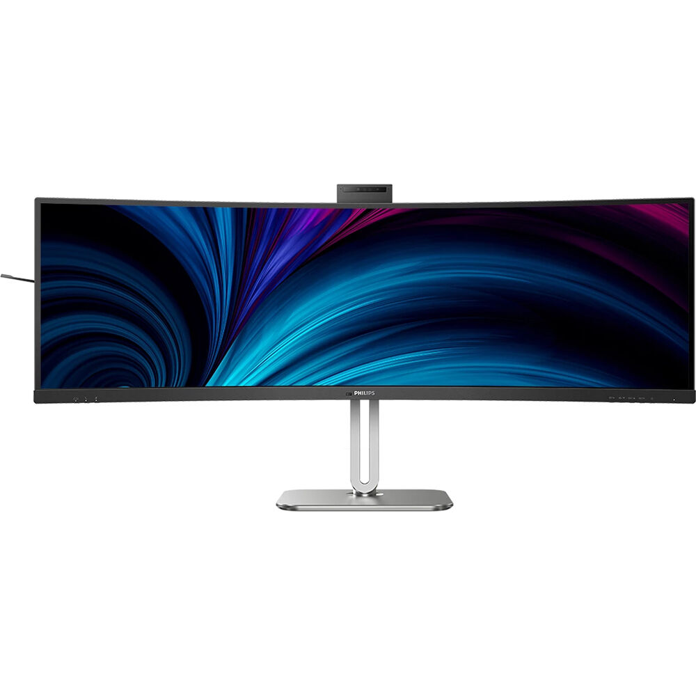 Philips 49-inch curved DQHD monitor with USB-C, DisplayPort, HDMI, RJ-45, and height-adjustable stand — view 2