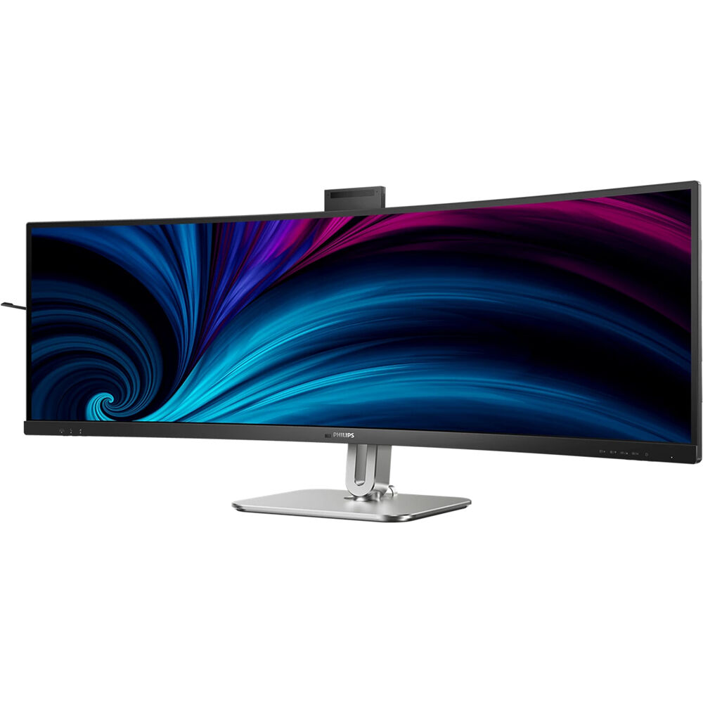Philips 49-inch curved DQHD monitor with USB-C, DisplayPort, HDMI, RJ-45, and height-adjustable stand — view 3