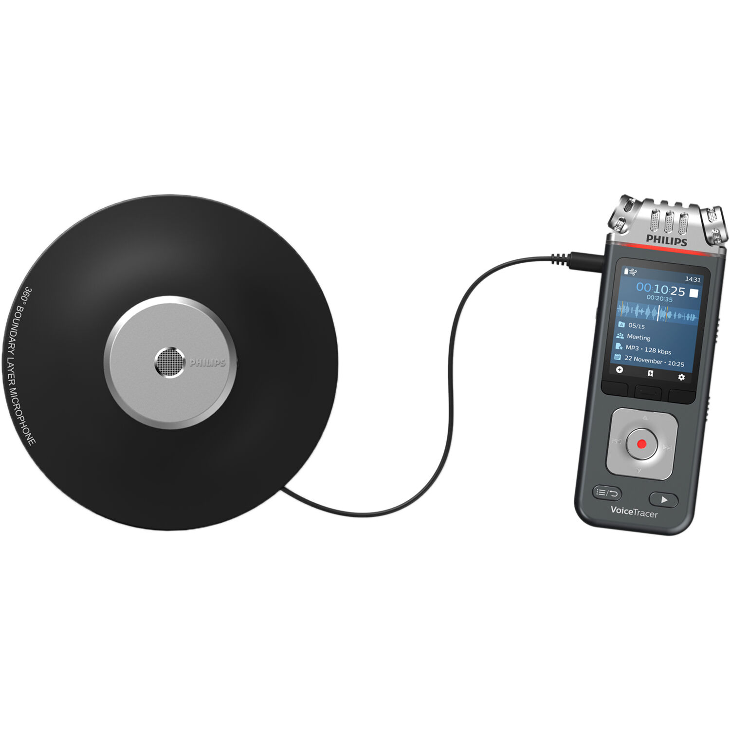 Philips DVT8115 meeting recorder for speech processing and AI transcription — view 2